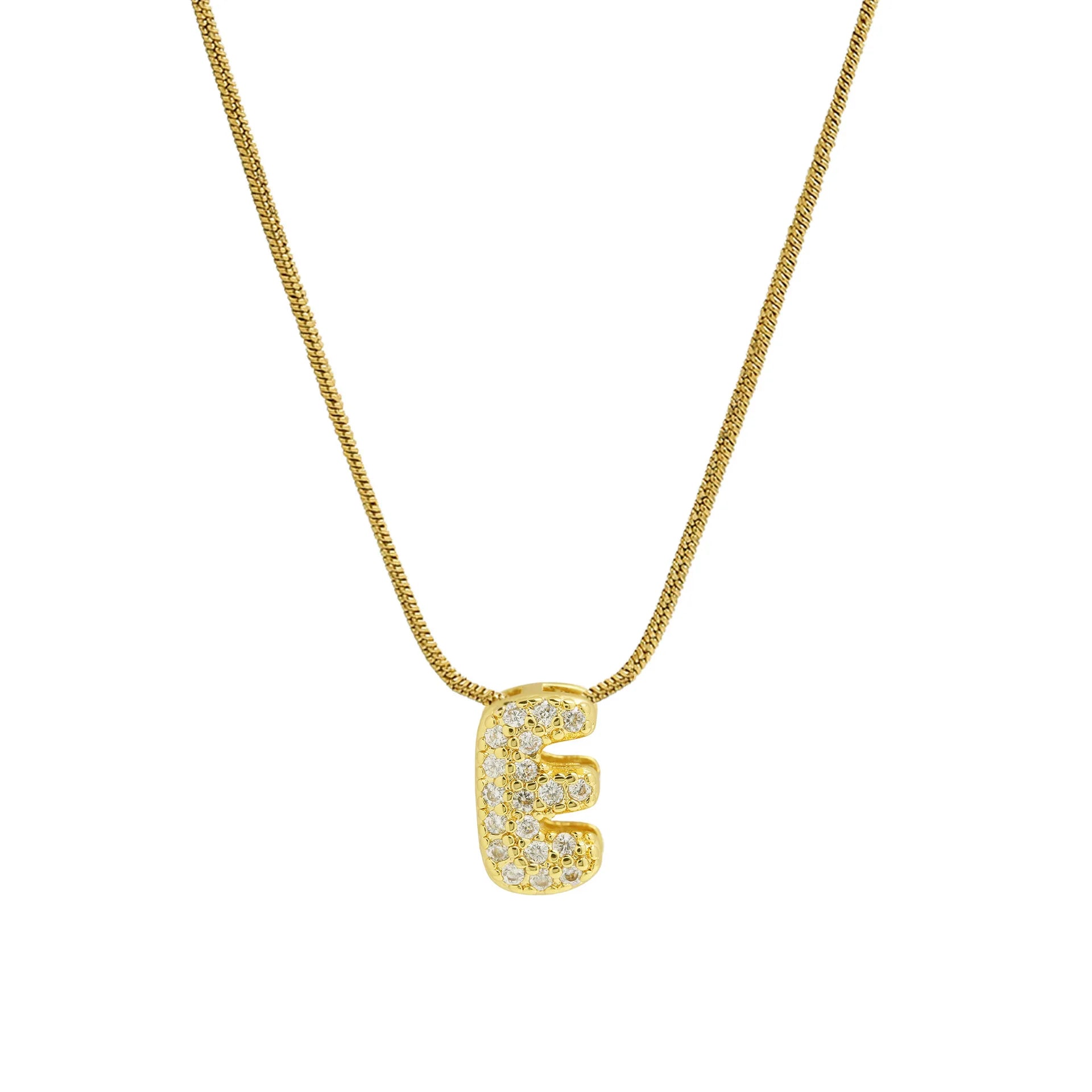 Dainty Zircon Tiny Initial Letter Necklace for Women Gold Plated Stainless Steel Snake Chain Choker Necklaces Alphabet Pendants