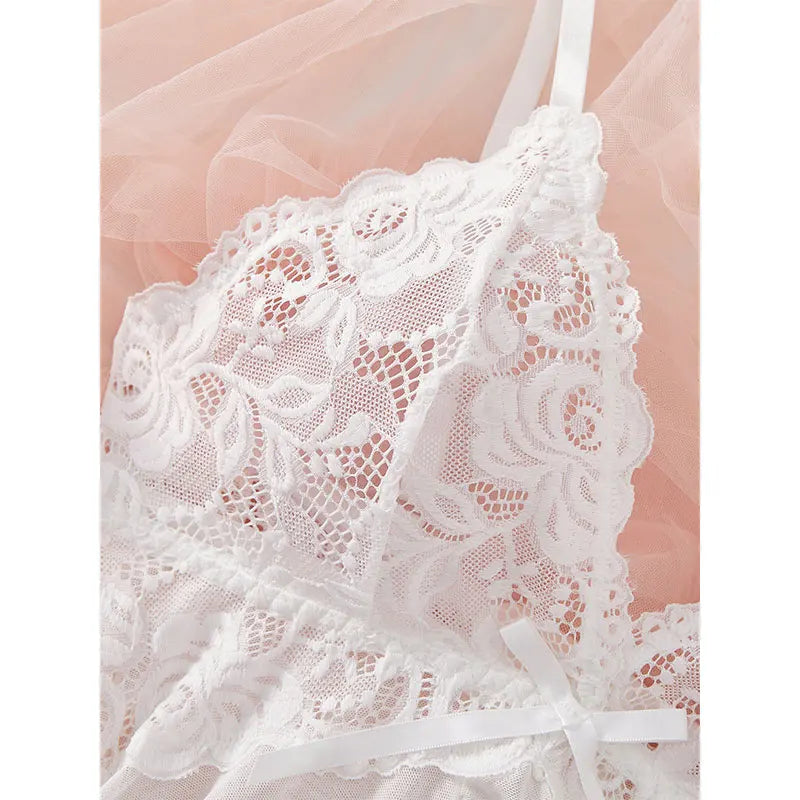 A Set Of Woman Underwear Nightgown Thong Sets Plus Size Suspender Lace Lingerie Sexy Accessories Erotic Bra Nightdress lencería