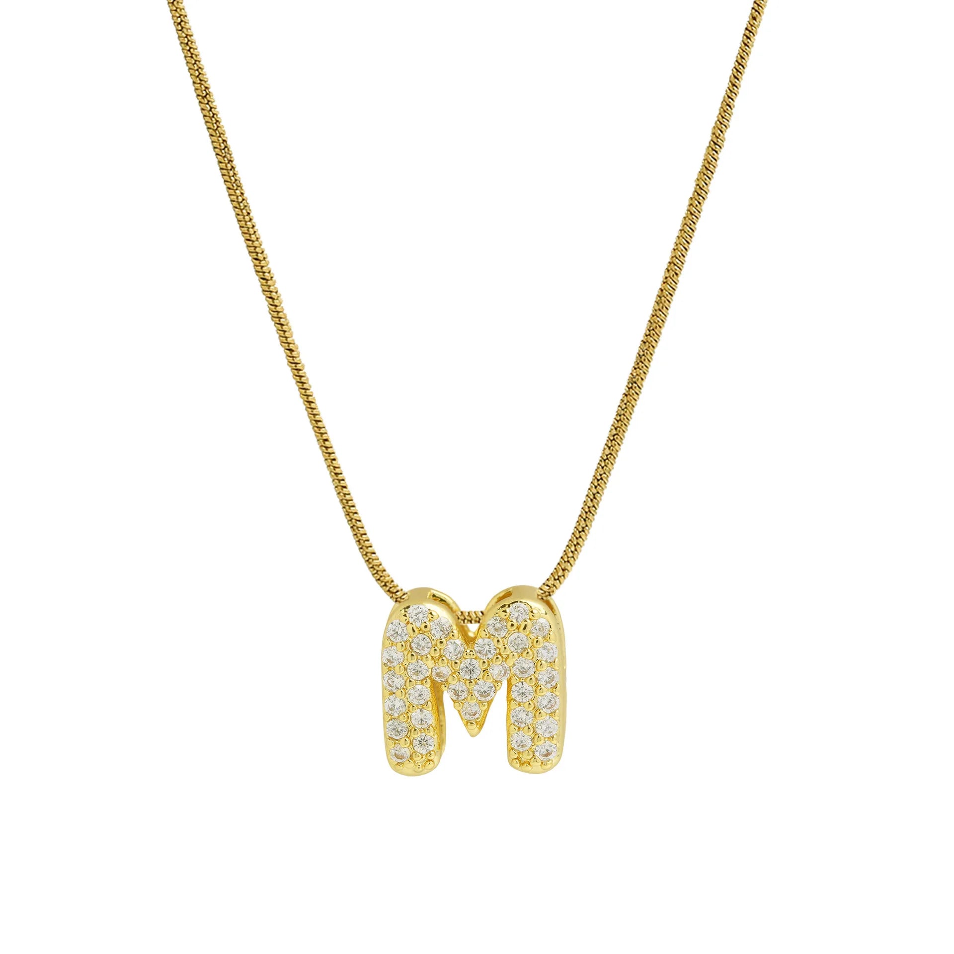 Dainty Zircon Tiny Initial Letter Necklace for Women Gold Plated Stainless Steel Snake Chain Choker Necklaces Alphabet Pendants