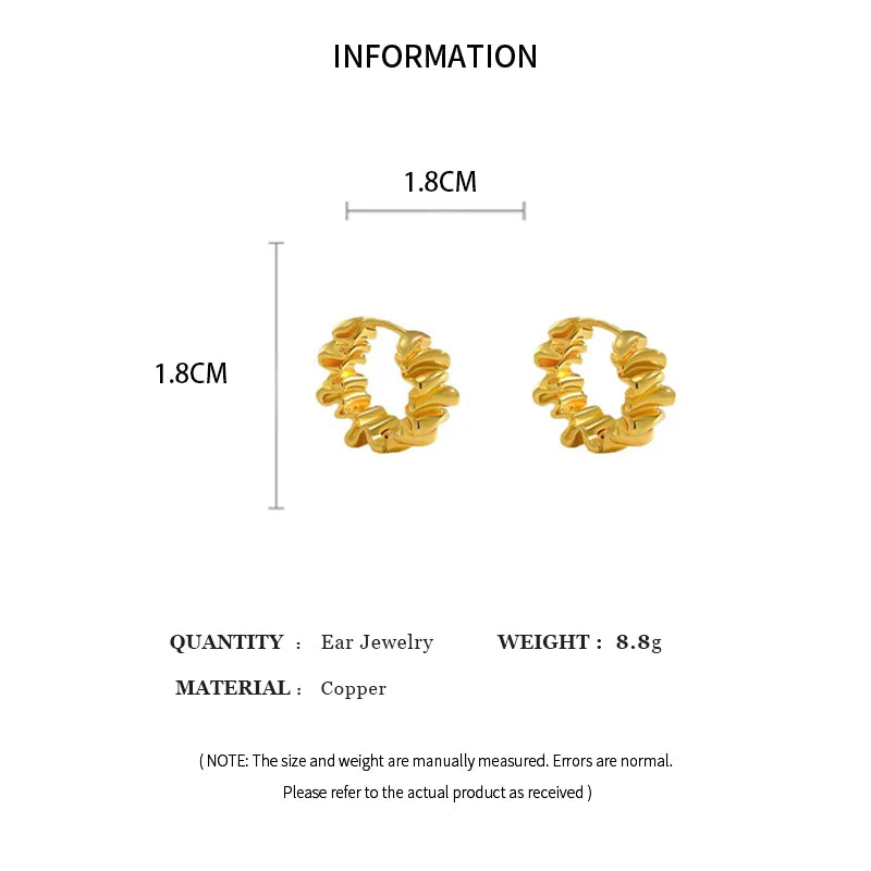 2 Pairs Simple Irregular Geometric Earring Set For Women's Exquisite Wavy Round Hoop Earrings Fashion Metal Ear Accessories