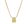 Dainty Zircon Tiny Initial Letter Necklace for Women Gold Plated Stainless Steel Snake Chain Choker Necklaces Alphabet Pendants