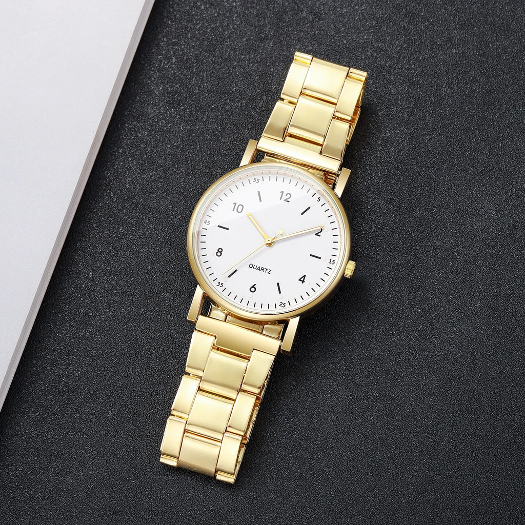 2/4PCS Fashion Arabic Dial Women Watches Simple Quaretz Wristwatch with Bracelets Set Reloj Mujer（Without Box）