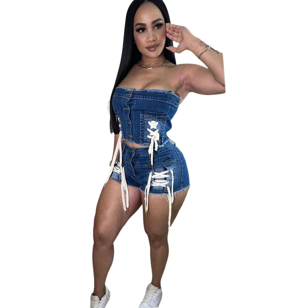 European style women's jeans set