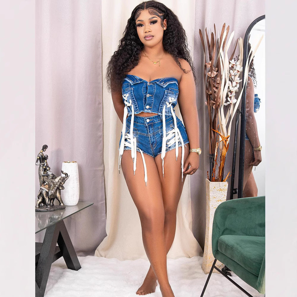 European style women's jeans set